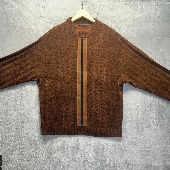 Vintage Saxony Sweater Mens Large Rust Brown Textured Mock Neck Rare Exclusive - Picture 11 of 16